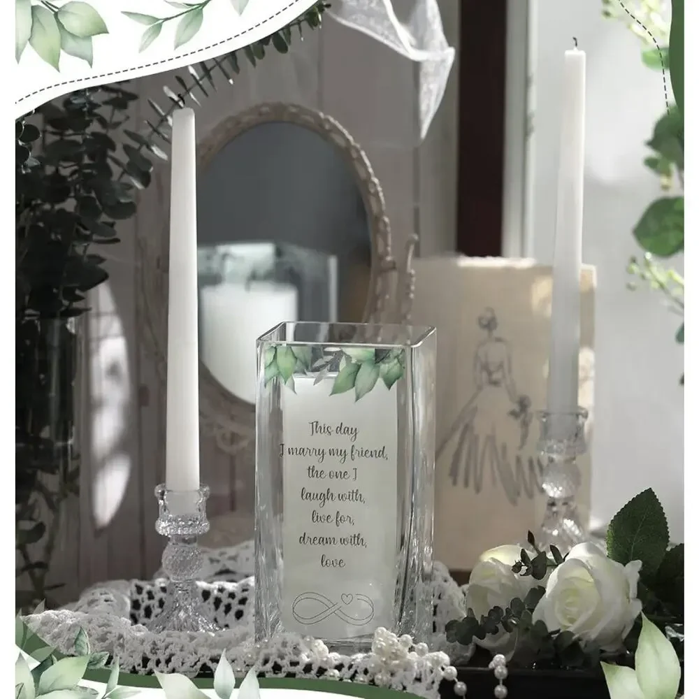 FoldTier Unity Wedding Candle Ceremony Set Glass Holder Taper Pillar Candles